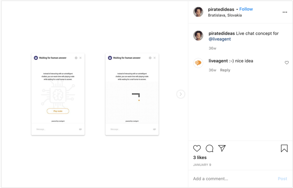 Instagrami kommentaari mainmine