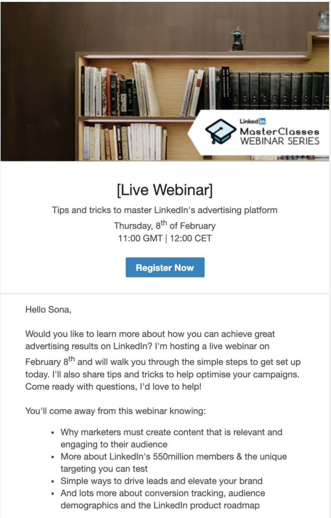 LinkedIn veebinari sneak peek e-posti mall