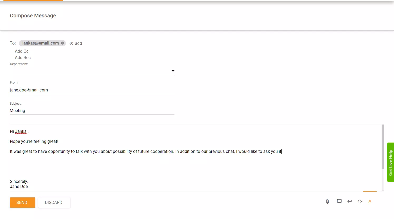 E-maili avamise näide