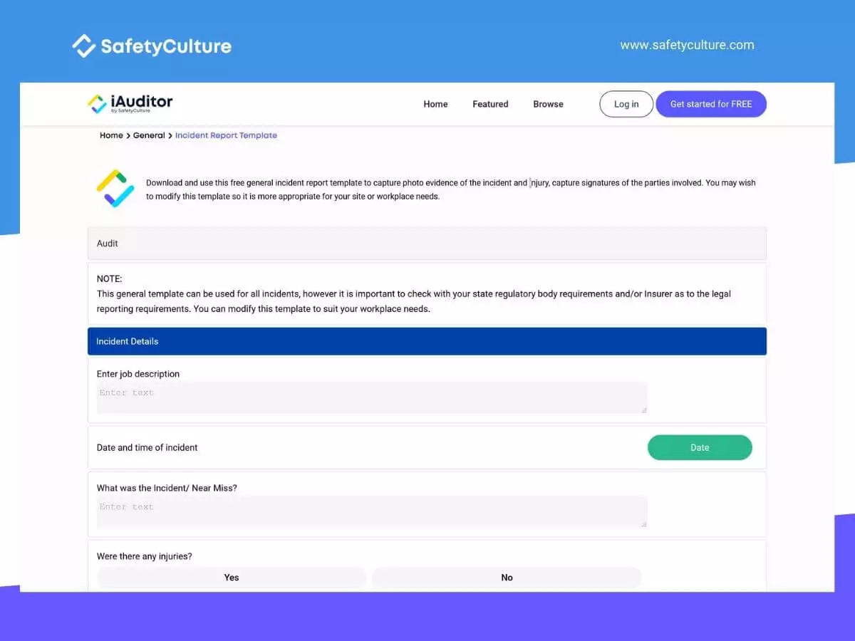 Juhtumi aruande mall iAuditorist