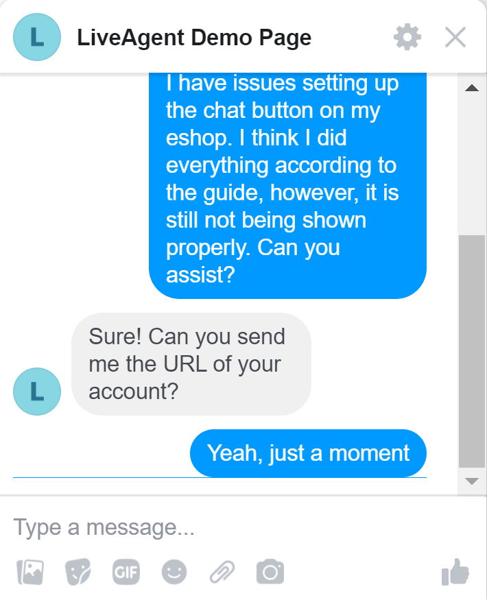 LiveAgent'i demo leht töölaud vastus