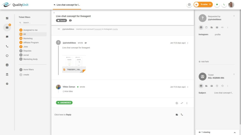 Vastake sotsiaalmeedia päringutele otse LiveAgentist