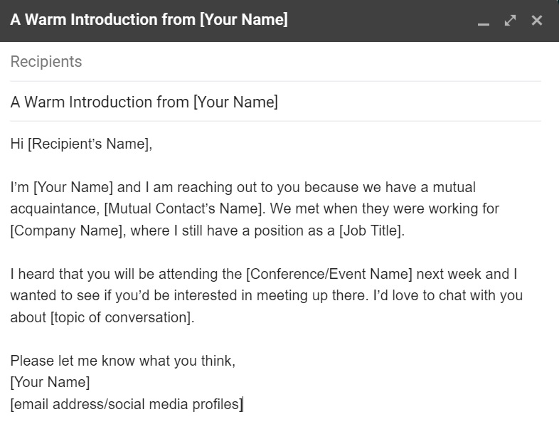 Soe tutvustav e-kiri mall