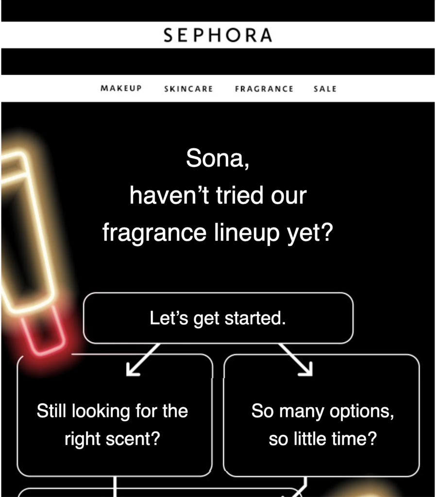 Sephora personaliseeritud e-postid