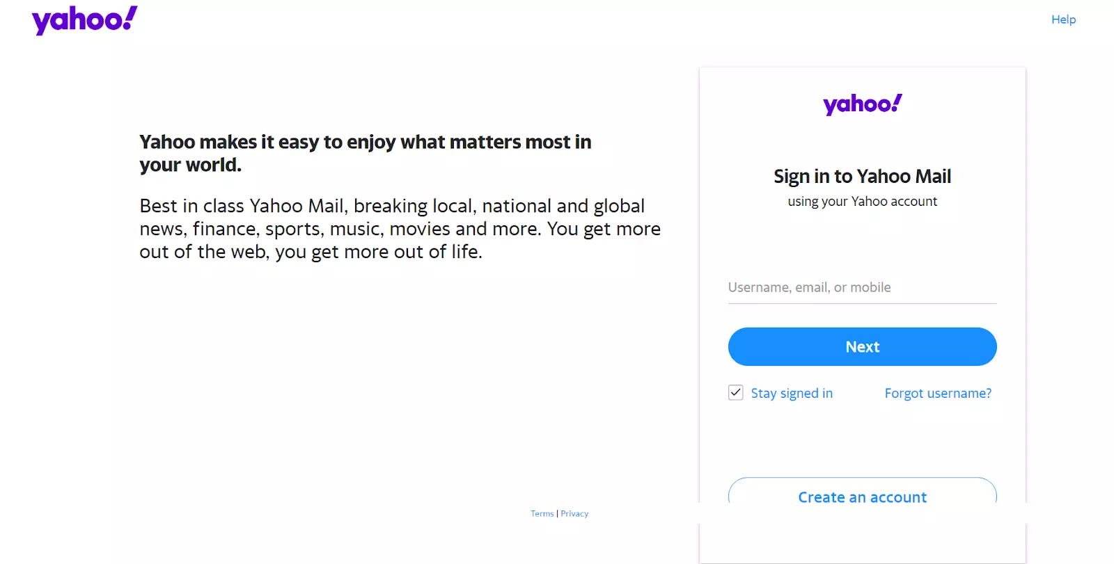 Yahoo! Mail koduleht