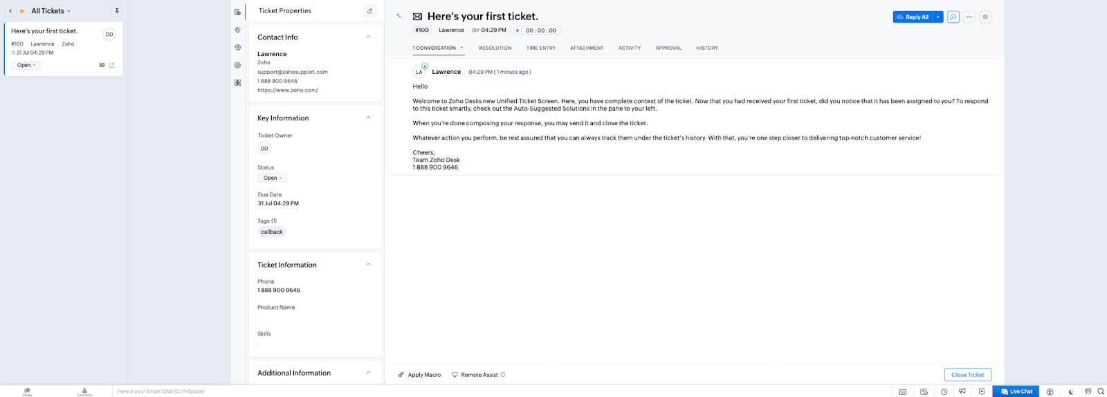 Zoho Desk-i piletisüsteem
